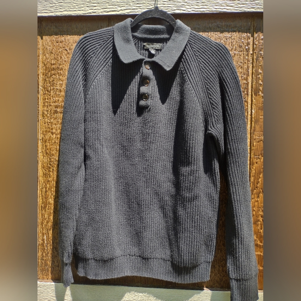 Treasure & Bond Mens Rib Cotton Blend Black Sweater Size Medium